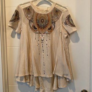 Free People Cut Out Embroidered Blouse